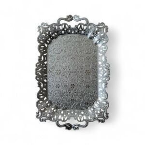 Turkish Ottoman / Beverage Tray - Ornate Silver Floral Scroll Pattern